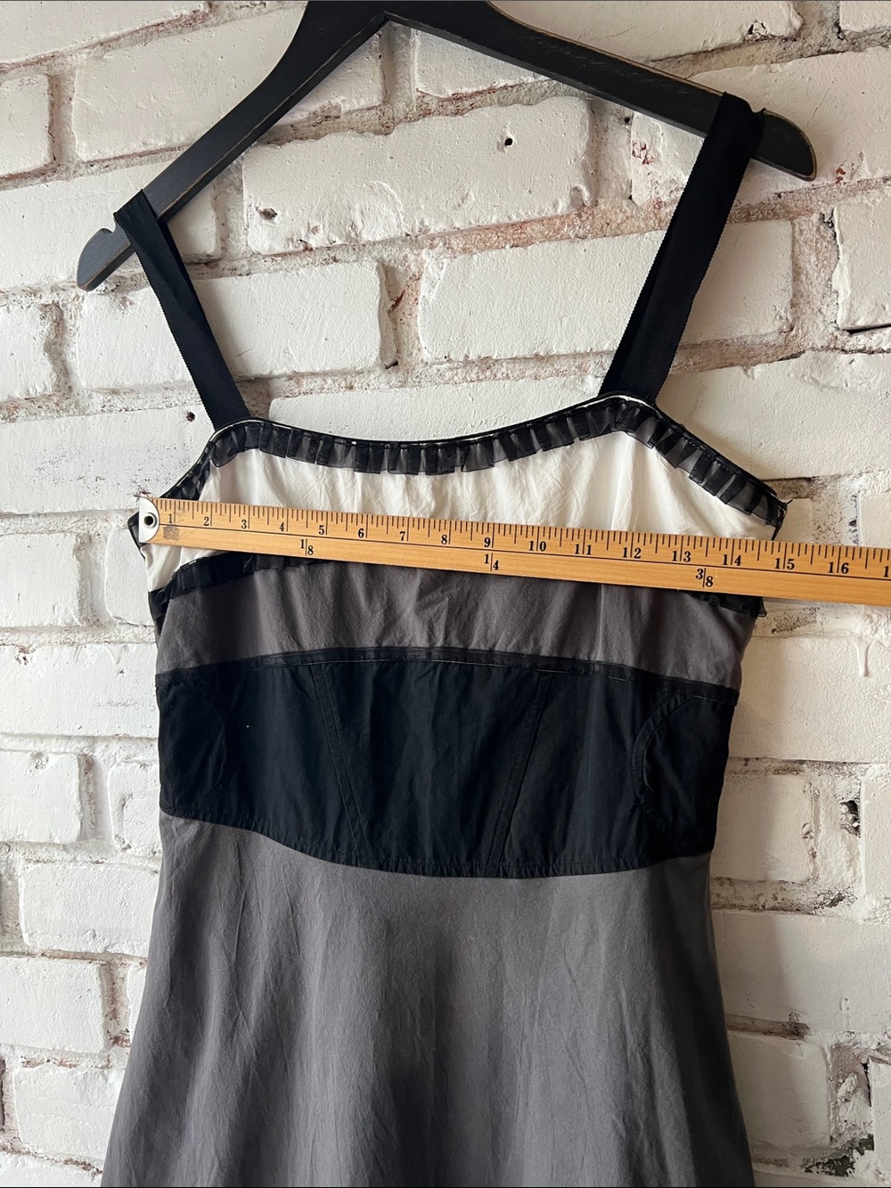 Vintage Strappy Midi Dress in Black, Gray & Cream - Picture 8 of 8